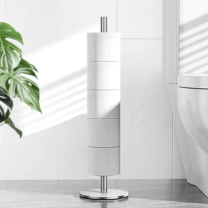 Freestanding Toilet Paper Holder with Shelf,5 Roll Storage,Brushed Nickel Freestanding Toilet Paper Holder with Shelf,5 Roll Storage,Brushed Nickel