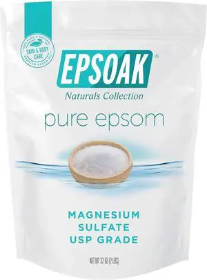 Epsoak Epsom Salt 2 lb. Magnesium Sulfate USP. Resealable Epsom Salt Bag Unscented, Made in The USA, Cruelty-Free Certified Epsoak Epsom Salt 2 lb. Magnesium Sulfate USP. Resealable Epsom Salt Bag Unscented, Made in The USA, Cruelty-Free Certified