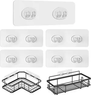Upgraded Shower Caddy Adhesive Replacement,Strong Adhesive Hooks for Shower Caddy, Waterproof Shower Shelf Adhesive, Shower Adhesive Strips for Shower Organizer and Kitchen Racks (5 Pcs(Double Hooks)) Upgraded Shower Caddy Adhesive Replacement,Strong Adhesive Hooks for Shower Caddy, Waterproof Shower Shelf Adhesive, Shower Adhesive Strips for Shower Organizer and Kitchen Racks (5 Pcs(Double Hooks))