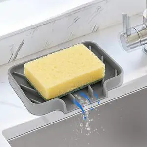 JACZZO Silicone Soap Dish for Shower and Bathroom - Small Bar Soap Holder with Self Draining Spout - Non-Slip Sink Tray Organizer for Kitchen Counter and Narrow Ledge, Gray (3.5" x 5") JACZZO Silicone Soap Dish for Shower and Bathroom - Small Bar Soap Holder with Self Draining Spout - Non-Slip Sink Tray Organizer for Kitchen Counter and Narrow Ledge, Gray (3.5" x 5")