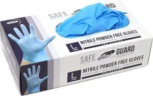 Safeguard Nitrile Disposable Gloves, Powder Free, Food Grade Gloves, (SYNCHKG082507), Box, Large (100 Count) Safeguard Nitrile Disposable Gloves, Powder Free, Food Grade Gloves, (SYNCHKG082507), Box, Large (100 Count)