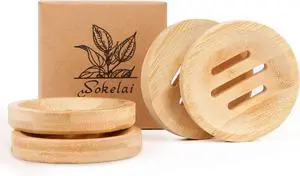 Bamboo Soap Dish for Bar Soap in Shower 4PCS, Wooden Round Holders Self-Draining Tray for Shampoo Conditioner Bars Holder, Travel Soap Saver Case for Bathroom, Kitchen Sink, Bath Tub, Razor Sponges Bamboo Soap Dish for Bar Soap in Shower 4PCS, Wooden Round Holders Self-Draining Tray for Shampoo Conditioner Bars Holder, Travel Soap Saver Case for Bathroom, Kitchen Sink, Bath Tub, Razor Sponges