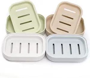 4 Pack Plastic Soap Dish, Soap Container, Double Layer Draining Soap Holder for Shower, Bathroom or Kitchen, C-0060 4 Pack Plastic Soap Dish, Soap Container, Double Layer Draining Soap Holder for Shower, Bathroom or Kitchen, C-0060