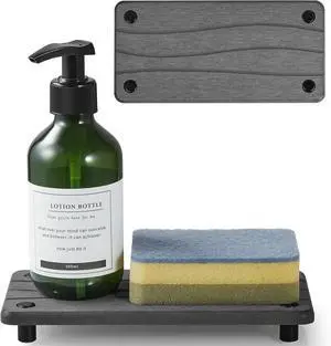Water Absorbing Stone Sink Tray, 8" Diatomite Tray for Kitchen Bathroom Vanity, Fast Drying Stone Drying Caddy for Soap Dispenser, Sponge Holder with Wavy Groove Design Water Absorbing Stone Sink Tray, 8" Diatomite Tray for Kitchen Bathroom Vanity, Fast Drying Stone Drying Caddy for Soap Dispenser, Sponge Holder with Wavy Groove Design