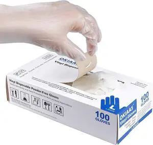 OKIAAS Clear Vinyl Disposable Gloves, Latex-Free, Powder-Free OKIAAS Clear Vinyl Disposable Gloves, Latex-Free, Powder-Free
