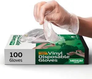 Vinyl Disposable Gloves - Clear Plastic Food Safe Gloves for Cooking, Cleaning - Powder and Latex Free Vinyl Disposable Gloves - Clear Plastic Food Safe Gloves for Cooking, Cleaning - Powder and Latex Free