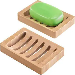 AmazerBath Soap Holder Soap Dish, Bamboo Soap Dish, 2 Pack Wood Bar Soap Holder for Shower, Trays Self Draining, Soap Saver for Shower, Bathroom, Kitchen(Natural Color) AmazerBath Soap Holder Soap Dish, Bamboo Soap Dish, 2 Pack Wood Bar Soap Holder for Shower, Trays Self Draining, Soap Saver for Shower, Bathroom, Kitchen(Natural Color)