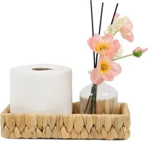 Water Hyacinth Bathroom Vanity Tray, 10 Inch Water Hyacinth Bathroom Vanity Tray, 10 Inch