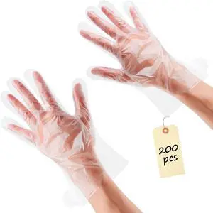 KETAR 200 Pcs Plastic Gloves Disposable for Hand Care, Multi-Use KETAR 200 Pcs Plastic Gloves Disposable for Hand Care, Multi-Use