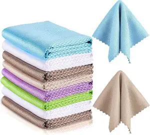 Patelai 9 Pcs Fish Scale Streak Free Microfiber Glass Mirror Cleaning Cloth Patelai 9 Pcs Fish Scale Streak Free Microfiber Glass Mirror Cleaning Cloth