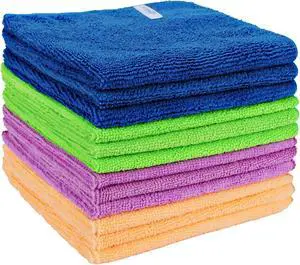 Microfiber Cleaning Cloth - 12 Pcs Premium Microfiber Towels, Highly Absorbent, Reusable Household Cleaning Supplies - for Kitchen Towels, Dust Cloth, Cleaning Rags, 12" x 12" Microfiber Cleaning Cloth - 12 Pcs Premium Microfiber Towels, Highly Absorbent, Reusable Household Cleaning Supplies - for Kitchen Towels, Dust Cloth, Cleaning Rags, 12" x 12"
