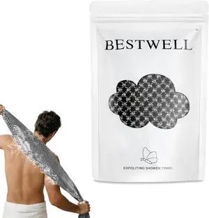 BESTWELL Exfoliating Shower Towel 47", Premium Scrub Wash Cloth for Body Face, 2-in-1 Exfoliating Towel-Body Scrubber for All Skin Types, Exfoliating Washcloth for Men and Woman BESTWELL Exfoliating Shower Towel 47", Premium Scrub Wash Cloth for Body Face, 2-in-1 Exfoliating Towel-Body Scrubber for All Skin Types, Exfoliating Washcloth for Men and Woman