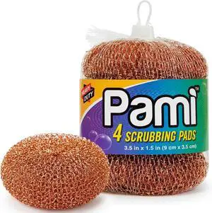 PAMI Heavy Duty Copper Scrubbers for Pots & Pans,Non-Scratch,Reusable,4-Pk PAMI Heavy Duty Copper Scrubbers for Pots & Pans,Non-Scratch,Reusable,4-Pk
