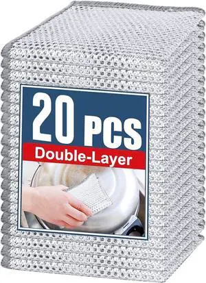 Double Layer Steel Wire Dishcloth, 20 Pcs Double-Layer Steel Wire Cleaning Cloth,Powerful Cleaning Non-Scratch Wire Dishcloth Rag for Cookware, Sinks, Dishes, Stove Tops (7.87''x7.87'') New Upgrade Double Layer Steel Wire Dishcloth, 20 Pcs Double-Layer Steel Wire Cleaning Cloth,Powerful Cleaning Non-Scratch Wire Dishcloth Rag for Cookware, Sinks, Dishes, Stove Tops (7.87''x7.87'') New Upgrade