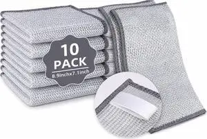 Silver Mesh Dish Cloths (3 Layer) Non Scratch, Odor Free, Quick Dry Wire Cleaning Pads for Sinks, Dishes, Stove Top | Multipurpose Reusable Metal Scrubbers | 10 Pack Silver Mesh Dish Cloths (3 Layer) Non Scratch, Odor Free, Quick Dry Wire Cleaning Pads for Sinks, Dishes, Stove Top | Multipurpose Reusable Metal Scrubbers | 10 Pack