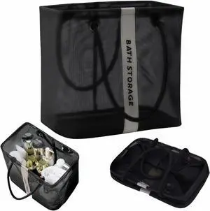 Large Shower Caddy with Wide Mouth, Foldable Mesh Organizer for Bathroom, College Dorm, Gym & Camping - Heavy Duty Cotton Handle, Quick-Dry Storage for Toiletries Large Shower Caddy with Wide Mouth, Foldable Mesh Organizer for Bathroom, College Dorm, Gym & Camping - Heavy Duty Cotton Handle, Quick-Dry Storage for Toiletries