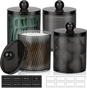 4 Pack Acrylic Qtip Holder Dispenser for Cotton Swabs, Balls, Floss Picks 4 Pack Acrylic Qtip Holder Dispenser for Cotton Swabs, Balls, Floss Picks