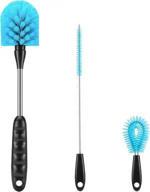 12.2 inch Bottle Brush Set of ThreeWashable Coffee Cups, Water Bottles, Baby Bottles, Straws, to-go Cups, Long-Handled 3-in-1 Stainless Steel Bottle Brushes. (Blue) 12.2 inch Bottle Brush Set of ThreeWashable Coffee Cups, Water Bottles, Baby Bottles, Straws, to-go Cups, Long-Handled 3-in-1 Stainless Steel Bottle Brushes. (Blue)