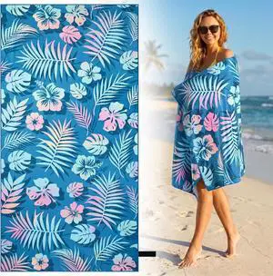 Oversized Beach Towel Thin, Pink Teal Hawaiian Flowers Floral Towel, Large Lightweight Sand Resistant Quick Dry Soft Swim Absorbent Compat Towels for Adult Summer Swim Camping Travel, 35"x71" Oversized Beach Towel Thin, Pink Teal Hawaiian Flowers Floral Towel, Large Lightweight Sand Resistant Quick Dry Soft Swim Absorbent Compat Towels for Adult Summer Swim Camping Travel, 35"x71"