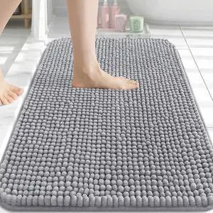 Arotive Chenille Bathroom Rugs 30x20, Soft Absorbent Bath Mat, Grey Arotive Chenille Bathroom Rugs 30x20, Soft Absorbent Bath Mat, Grey