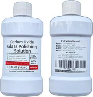 3.3oz (100ml) Cerium Oxide Glass Polishing Liquid Deep Cleaning & Removes Wiper Marks, Swirls, Water Spots & Windshield Cleaner & Remover for Minor Glass Scratches Shake Well Before use 3.3oz (100ml) Cerium Oxide Glass Polishing Liquid Deep Cleaning & Removes Wiper Marks, Swirls, Water Spots & Windshield Cleaner & Remover for Minor Glass Scratches Shake Well Before use