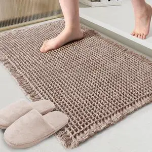 ZALL Tan Waffle Bath Mat,Super Absorbent Non Slip Bathroom Rug,Brown 17x24inch,Machine Washable Ultra Soft Floor Mats ZALL Tan Waffle Bath Mat,Super Absorbent Non Slip Bathroom Rug,Brown 17x24inch,Machine Washable Ultra Soft Floor Mats