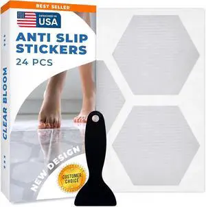 Clear Bloom Anti-Slip Shower Stickers, Non-Slip Bathtub Floor Grip, 24 Pack Clear Bloom Anti-Slip Shower Stickers, Non-Slip Bathtub Floor Grip, 24 Pack