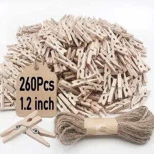 Mini Clothes Pins, 260 PCS Small Wooden Clothes Pins for Photos Mini Clothes Pins, 260 PCS Small Wooden Clothes Pins for Photos