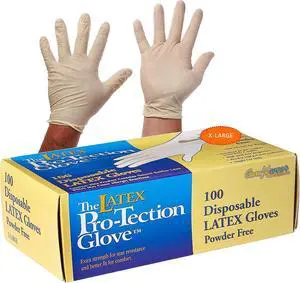 100 Disposable Latex Gloves, Powder Free Size X-large 100 Disposable Latex Gloves, Powder Free Size X-large