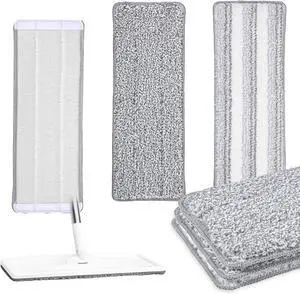 3 Pack Flat Mop Replacement Pad, 13" X 4.7" Microfiber Reusable Mop Pads Washable Mopping Pads Cleaning Mops Heads Cloth Replacement for Hardwood Floor Cleaning Wet Dry Use (White,Grey) 3 Pack Flat Mop Replacement Pad, 13" X 4.7" Microfiber Reusable Mop Pads Washable Mopping Pads Cleaning Mops Heads Cloth Replacement for Hardwood Floor Cleaning Wet Dry Use (White,Grey)