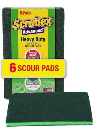Heavy Duty Odor Resistant Multi-Purpose Scouring Pads, 6 Count for Kitchen and Household, Dual Sided, Safe for Non-Coated Cookware Heavy Duty Odor Resistant Multi-Purpose Scouring Pads, 6 Count for Kitchen and Household, Dual Sided, Safe for Non-Coated Cookware