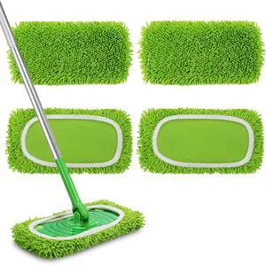 Set of 4 Reusable Microfiber Mop Pads Compatible with Swiffer Sweeper, Dry Sweeping Cloths, Washable Wet Mopping Cloth Refills for Floor Cleaning (Mop is Not Included) (4 Pack, Green) Set of 4 Reusable Microfiber Mop Pads Compatible with Swiffer Sweeper, Dry Sweeping Cloths, Washable Wet Mopping Cloth Refills for Floor Cleaning (Mop is Not Included) (4 Pack, Green)