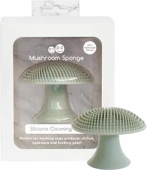 ezpz Mushroom Sponge (Sage) - Odor-Resistant Kitchen Sponge with Soft Bristles, Non-Slip Handle, Suction Base - Gently Cleans Pans, Dishes and Feeding Gear ezpz Mushroom Sponge (Sage) - Odor-Resistant Kitchen Sponge with Soft Bristles, Non-Slip Handle, Suction Base - Gently Cleans Pans, Dishes and Feeding Gear