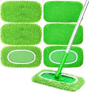 6-Pack Reusable Microfiber Mop Pads Compatible with Swiffer Sweeper, Dry & Wet Sweeping Cloths - Washable Wet Pads Refill for Multi-Surface/Hardwood Floor Cleaning 6-Pack Reusable Microfiber Mop Pads Compatible with Swiffer Sweeper, Dry & Wet Sweeping Cloths - Washable Wet Pads Refill for Multi-Surface/Hardwood Floor Cleaning