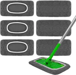 6 Pack Reusable Microfiber Mop Pads - Compatible with Swiffer Sweeper Mop, Washable Dry & Wet Sweeping Cloths Refills for Hardwood Laminate Tile Floor Cleaning 6 Pack Reusable Microfiber Mop Pads - Compatible with Swiffer Sweeper Mop, Washable Dry & Wet Sweeping Cloths Refills for Hardwood Laminate Tile Floor Cleaning