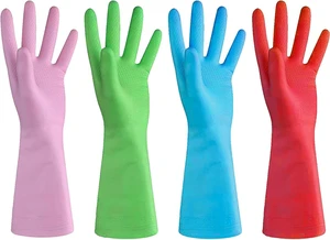 URBANSEASONS Dishwashing Rubber Gloves for Cleaning 4 Pairs Household Gloves Including Blue, Pink, Green and Red, Non Latex and Fit Your Hands Well, Great Kitchen Tools URBANSEASONS Dishwashing Rubber Gloves for Cleaning 4 Pairs Household Gloves Including Blue, Pink, Green and Red, Non Latex and Fit Your Hands Well, Great Kitchen Tools