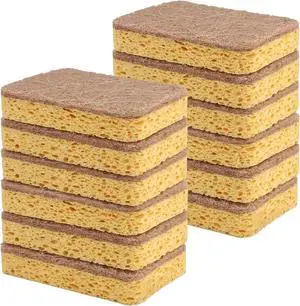 Yolaist 12 Pack Non-Scratch Scrub Sponge, Natural Kitchen Sponges for Cleaning Kitchen, Scratch Free Biodegradable Sponges for Dishes, No-Stick Cookware Yolaist 12 Pack Non-Scratch Scrub Sponge, Natural Kitchen Sponges for Cleaning Kitchen, Scratch Free Biodegradable Sponges for Dishes, No-Stick Cookware