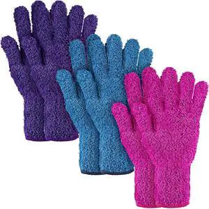 Bencailor 3 Pairs Microfiber Dusting Gloves Plants,Purple, Blue, Rose Red Bencailor 3 Pairs Microfiber Dusting Gloves Plants,Purple, Blue, Rose Red