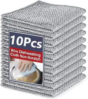 Double-Sided Steel Wire Dishwashing Cloth Non-Scratch,Reusable,Heavy-Duty Cleaning Cloths for Kitchen, Sinks, Cookware (10) Double-Sided Steel Wire Dishwashing Cloth Non-Scratch,Reusable,Heavy-Duty Cleaning Cloths for Kitchen, Sinks, Cookware (10)