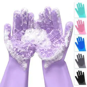 ALPENKOK Silicone Dishwashing Gloves with Scrubber Non-Slip Silicone Gloves for Washing Dishes | Household Use ALPENKOK Silicone Dishwashing Gloves with Scrubber Non-Slip Silicone Gloves for Washing Dishes | Household Use