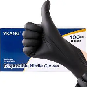 YKANG Black Disposable Nitrile Gloves,Latex Free Food Safe Cooking Gloves YKANG Black Disposable Nitrile Gloves,Latex Free Food Safe Cooking Gloves
