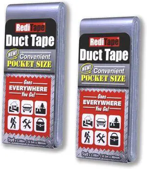 Travel Size Pocket Duct Tape 2-Pack Compact Flat Small Mini Rolls - for Repairs Camping Emergency Gear EDC DIY Crafts - 1.88 inch x 5 Yards per Pack (Twin Silver) Travel Size Pocket Duct Tape 2-Pack Compact Flat Small Mini Rolls - for Repairs Camping Emergency Gear EDC DIY Crafts - 1.88 inch x 5 Yards per Pack (Twin Silver)