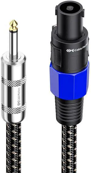 Braided 12AWG 1/4 Inch TS to Speaker Cable, 6ft | Compatible with Speakon NL4FC Port Braided 12AWG 1/4 Inch TS to Speaker Cable, 6ft | Compatible with Speakon NL4FC Port