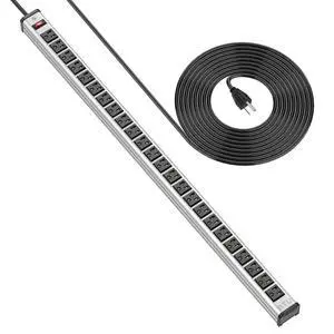 Long Heavy Duty Power Strip 24 Outlet Large Metal Power Strips Garage Workshop Commercial Industrial Power Strips with Circuit Breaker.10FT Cord 15A 125V 1875W (Silver) Long Heavy Duty Power Strip 24 Outlet Large Metal Power Strips Garage Workshop Commercial Industrial Power Strips with Circuit Breaker.10FT Cord 15A 125V 1875W (Silver)