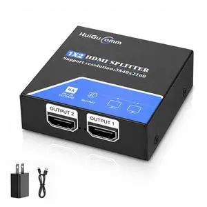 HDMI Splitter 1 in 2 Out, 4K 30Hz Powered 1x2 for Dual Monitors | Supports 1080P 60Hz, Mirrors One HDMI Source to Two Displays; for Laptop, PC, TV, Projector and HDTV, Not Extended Mode HDMI Splitter 1 in 2 Out, 4K 30Hz Powered 1x2 for Dual Monitors | Supports 1080P 60Hz, Mirrors One HDMI Source to Two Displays; for Laptop, PC, TV, Projector and HDTV, Not Extended Mode