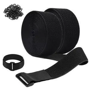 2 Rolls 26FT 2 inch Wide Cable Straps with 20 Buckles, Heavy Duty Nylon Hook and Loop Straps for Fastening Securing, Reusable Cut-to-Length Molle Straps for Organizer or Storage, Black 2 Rolls 26FT 2 inch Wide Cable Straps with 20 Buckles, Heavy Duty Nylon Hook and Loop Straps for Fastening Securing, Reusable Cut-to-Length Molle Straps for Organizer or Storage, Black