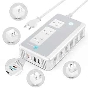 Voltage Converter US to Europe for Curling Iron and Hair Straighteners, PD 65W Fasting Charging Power Converter for European Travel Plug Adapter with Type C G A T for 200+ Countries (White) Voltage Converter US to Europe for Curling Iron and Hair Straighteners, PD 65W Fasting Charging Power Converter for European Travel Plug Adapter with Type C G A T for 200+ Countries (White)