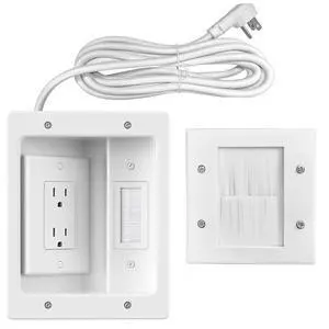 in-Wall TV Cable Management Kit, Dual Outlet Cord Hider for Wall Mounted TV with Data Jacks in-Wall TV Cable Management Kit, Dual Outlet Cord Hider for Wall Mounted TV with Data Jacks