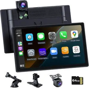 Carplay Screen for Apple CarPlay & Android Auto with 4K Dash Cam 9" | Portable Car Play Screen for Car, HD IPS Backup Camera, GPS Navigation, Bluetooth, AirPlay, AUX/FM for All Vehicles Carplay Screen for Apple CarPlay & Android Auto with 4K Dash Cam 9" | Portable Car Play Screen for Car, HD IPS Backup Camera, GPS Navigation, Bluetooth, AirPlay, AUX/FM for All Vehicles