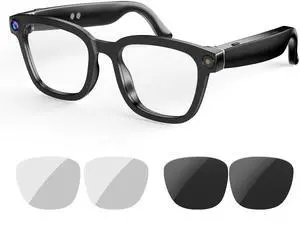 AI Smart Glasses with Camera, Smart Noise-Reducing Mic for 12MP Video/32MP Photo/Real-Time Translation/AI Assistant/Object Recognition Open-Ear Bluetooth Smart Glasses (2 Lenses AI Smart Glasses with Camera, Smart Noise-Reducing Mic for 12MP Video/32MP Photo/Real-Time Translation/AI Assistant/Object Recognition Open-Ear Bluetooth Smart Glasses (2 Lenses